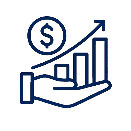 money graph goes up icon, investor focused infrastructure development, venture capital firms