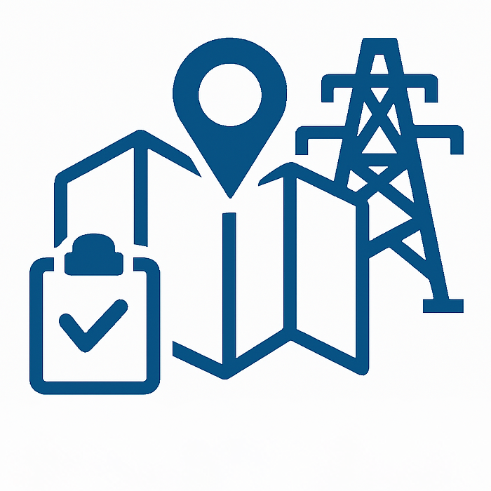 land strategy and aquisition icon, scalable infrastructure projects, site selection